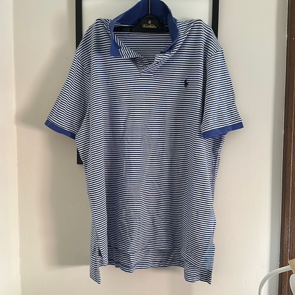 Men's XXL Ralph Lauren Polo striped blue & white
